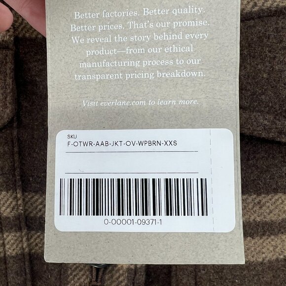 NWT Everlane The Italian ReWool Oversized Shirt Jacket Plaid Women's XXS $228 - Picture 4 of 6